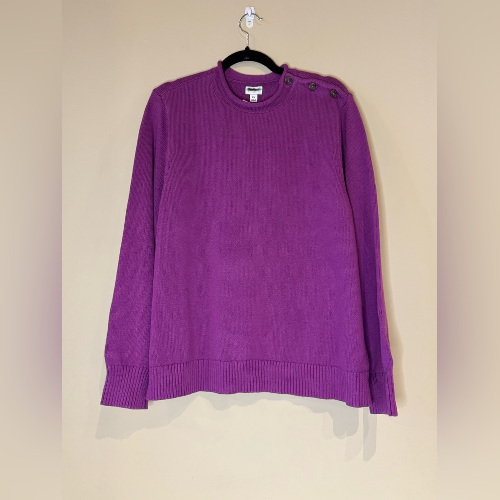 J CREW FACTORY Purple Knot Sweater with Button Detail